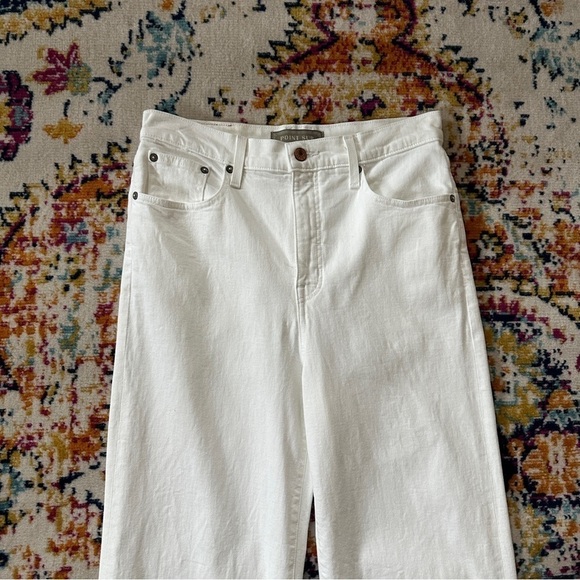 J. Crew Point Sur Premium Stretch Wide Leg Raw Hem Desert Jeans in White 29 - Picture 4 of 10